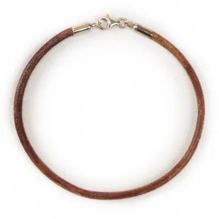 5802-9 Bransoletka Rzemień Skóra Naturalna + Srebro 925 - Bransoletki - miniaturka - grafika 1