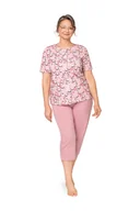 Piżamy damskie - PIŻAMA DAMSKA M RÓŻOWA W KOŁA ROZPINANA KRÓTKI RĘKAW SPODNIE BAWEŁNIANA - miniaturka - grafika 1