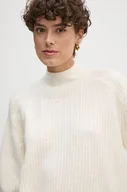 Swetry damskie - Pepe Jeans sweter z domieszką wełny IRMA PERKINS damski kolor beżowy z półgolfem PL702191 - miniaturka - grafika 1