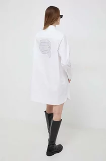 Koszule damskie - Karl Lagerfeld koszula bawełniana damska kolor biały relaxed z kołnierzykiem klasycznym - grafika 1