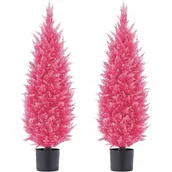 Sztuczne kwiaty - DLD Zestaw 2 Sztucznych Drzew Cedrowych 110 cm - Różowe - miniaturka - grafika 1