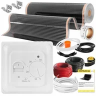 Ogrzewanie podłogowe - Folia grzewcza na podczerwień MISSION AIR Black Silver PTC 160W 22m² szer. 100cm + regulator Aries Biały - miniaturka - grafika 1