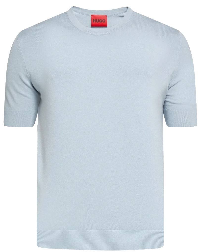 Sweter męski z krótkim rękawem HUGO BOSS dzianinowy elegancki cienki r. S