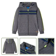 Bluzy dla dziewczynek - Bluza dziecięca z kapturem i zapięciem na zamek - szary melanż - 92 - Bluza Dziecięca - miniaturka - grafika 1