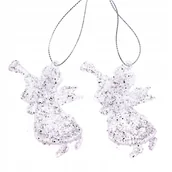 Bombki - Anioł Aniołek Akrylowy Brokacony 2Szt Zawieszka - miniaturka - grafika 1