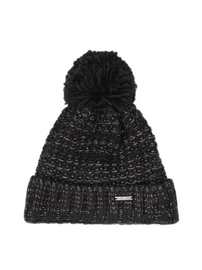 Skechers Czapka damska z pomponem, Bobble, SLK1066-BLK czarno-szary melanż, czarny, jeden rozmiar