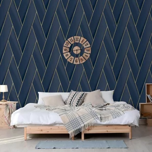 DUTCH WALLCOVERINGS Tapeta Geometric, niebiesko-złota - Tapety DUTCH WALLCOVERINGS Tapeta Geometric, niebiesko-złota - Tapety - miniaturka - grafika 1