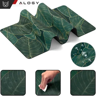 Podkładka na biurko pod myszkę mysz klawiaturę Mata ochronna antypoślizgowa gamingowa XL 80x40 cm Alogy Liście Big Leaves - Podkładki pod mysz - miniaturka - grafika 3