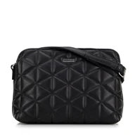 Torebki damskie - Damska crossbody w geometryczny wzór z ekoskóry czarna - miniaturka - grafika 1