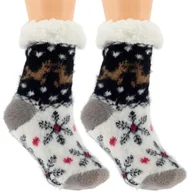 Skarpetki dla dzieci - HIPOALERGICZNE DZIECIECE CIEPŁE SKARPETKI ZIMOWE ANTYPOŚLIZGOWE 28-31 CZARNE - miniaturka - grafika 1