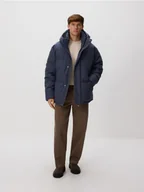 Kurtki męskie - Reserved - Pikowana kurtka z kapturem - granatowy - miniaturka - grafika 1