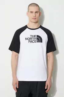 Koszulki męskie - The North Face t-shirt bawełniany M S/S Raglan Easy Tee męski kolor biały z nadrukiem NF0A87N7FN41 - grafika 1