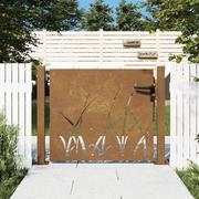 Bramy garażowe - vidaXL Furtka ogrodowa, 105x105 cm, stal kortenowska, motyw trawy - miniaturka - grafika 1