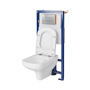 Cersanit Tech Line Opti Set B623 Zestaw Toaleta WC bez kołnierza + deska wolnoopadająca + stelaż podtynkowy WC + przycisk spłukujący WC S701-645 - Stelaże i zestawy podtynkowe do WC - miniaturka - grafika 1