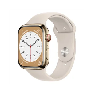 Apple Watch 8 GPS + Cellular 45mm Gold Stainless Steel Case with Starlight Sport Band - Regular - Smartwatch - miniaturka - grafika 1