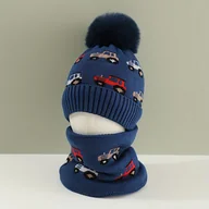 Czapki dla dzieci - TEMU 2 szt. Zimowy ciepły zestaw dla chłopców: czapka i szalik Oddychająca i miękka dzianina z nadrukiem ciężarówek i samochodów, idealna do - miniaturka - grafika 1