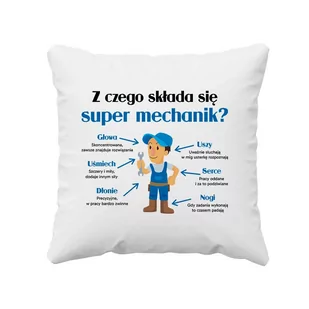 Z czego składa się super mechanik? - poduszka na prezent - Poduszki dekoracyjne - miniaturka - grafika 1