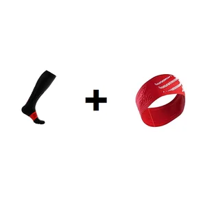 Skarpety kompresyjne COMPRESSPORT FULL SOCKS DETOX RECOVERY czarne + COMPRESSPORT Opaska na czoło Headband - Skarpetki sportowe męskie - miniaturka - grafika 1