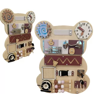 COIL Tablica Manipulacyjna Montessori Drewniana Miś ff - Łamigłówki - miniaturka - grafika 1