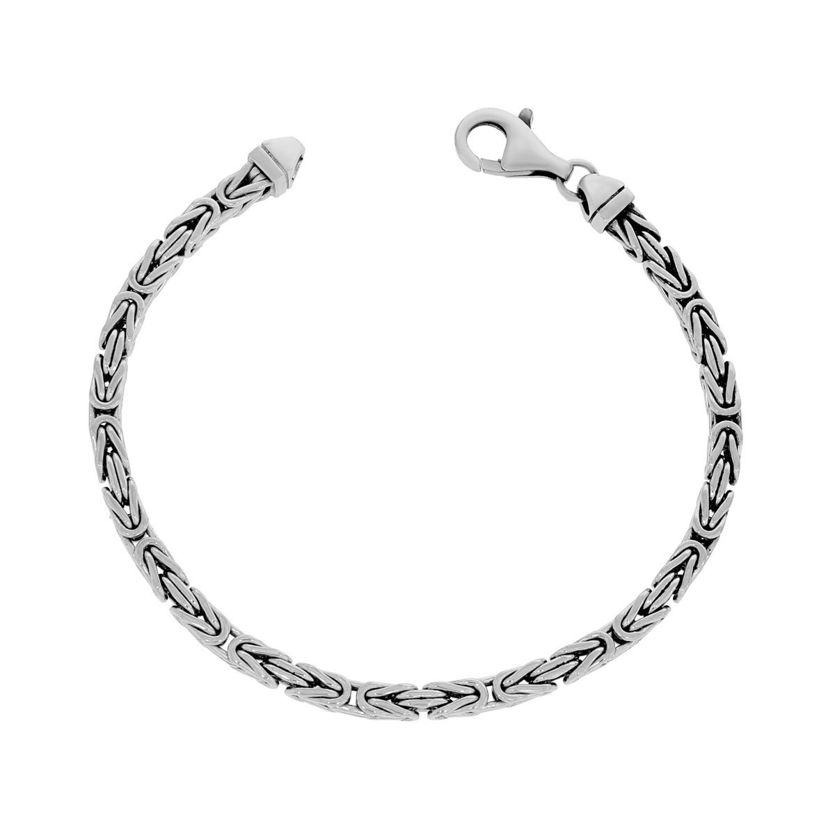 Srebrna bransoletka rodowana splot Królewski 23 cm pr. 925