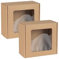 Zestawy upominkowe - Kwadratowe pudełko fasonowe z okienkiem, pudełko prezentowe 20x20x10 cm x2 - miniaturka - grafika 1