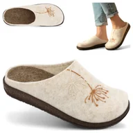 Kapcie damskie - Kapcie Domowe Ciepłe Klapki Damskie Filcowe Wygodne Befado Beż Laczki 41 - miniaturka - grafika 1