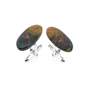 Spinki do mankietów Jaspis oceaniczny (S987) Srebro [925] - Spinki do mankietów i krawatów - miniaturka - grafika 1