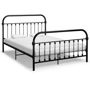 vidaXL Rama łóżka, czarna, metalowa, 120 x 200 cm - Łóżka - miniaturka - grafika 1