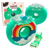 Shakery i bidony sportowe - Butelka Bidon Na Wodę Napój Ze Słomką Donut Pączek Tęcza Silikonowy 380 ml - miniaturka - grafika 1