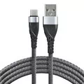 Kabel przewód pleciony USB - USB-C / Typ-C everActive CBB-2CG 200cm z obsługą szybkiego ładowania do 3A szary - Kable USB - miniaturka - grafika 1