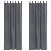 Zasłony - Zasłony vidaXL Jasnoszare Poliester 140 x 260 cm Z ozdobnymi krawędziami - miniaturka - grafika 1