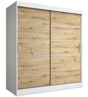 Szafy - Szafa przesuwna biały + dąb artisan 180 cm B7-G71 - miniaturka - grafika 1