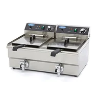 Frytownice gastronomiczne - Frytkownica 2x 16 L 2 Kosze z kranem - Frytownica - Frytownica z podwójnym cateringiem - Stal nierdzewna - Profesjonalna - 32 Litry - miniaturka - grafika 1