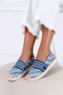 Espadryle damskie - Niebieskie espadryle z napisami slip on Casu NB538P-36 - miniaturka - grafika 1