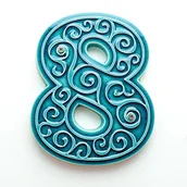 Dekoracje domu - Numer domu, cyfra 8, turkusowa, do zawieszenia - miniaturka - grafika 1