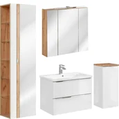 Meble łazienkowe - Zestaw Mebli do Łazienki Set 80 cm Capri White Comad Biały, Dąb Craft Złoty - miniaturka - grafika 1