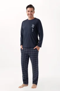 Piżama męska LUNA kod 810 grafitowy granat spodnie w kratę XXL - Piżamy damskie Piżama męska LUNA kod 810 grafitowy granat spodnie w kratę XXL - Piżamy damskie - miniaturka - grafika 1