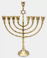 Świeczniki - Świecznik Dziewięcioramienny Chanukija Judaistyczna z Gwiazdą Dawida Złota - miniaturka - grafika 1