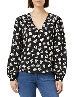 VERO MODA Vmpica L/S V-Neck WVN Btq Top damski, czarny/kolor: pica, XL - Koszulki i topy damskie - miniaturka - grafika 1
