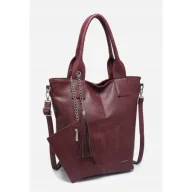 Torebki damskie - Modna Stylowa Torebka Damska LUIGISANTO Czerwona Shopper Chwost - miniaturka - grafika 1