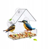 Karmniki dla ptaków - Przezroczysty KARMNIK DLA PTAKÓW na OKNO SZYBĘ PRZYSSAWKI WIDAĆ PTAKI - miniaturka - grafika 1