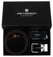 Paski - Pasek 4w1 zestaw Peterson skórzany męski dwustronny na prezent elegancki czarny brązowy - miniaturka - grafika 1