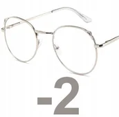 Okulary korekcyjne, oprawki, szkła - Okulary metal korekcyjne minusy kocie uszy -2 - miniaturka - grafika 1