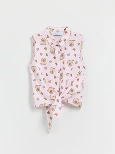 Reserved - Koszula z wiązaniem Pusheen - pastelowy róż - Bluzki dla dziewczynek - miniaturka - grafika 1