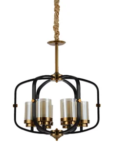 BONTON W6 żyrandol czarno-mosiężny loft klosz szklany 6xE27 - Lampy sufitowe - miniaturka - grafika 1