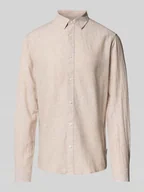 Koszule męskie - Koszula lniana o kroju slim fit z kołnierzykiem typu kent model ‘CAIDEN’ - miniaturka - grafika 1