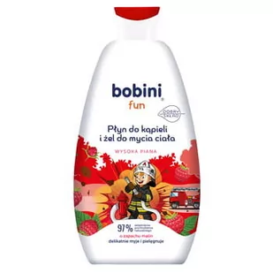 BOBINI Fun Płyn do kąpieli i żel do mycia - o zapachu malin - Wysoka piana 500 ml - Kosmetyki kąpielowe dla dzieci - miniaturka - grafika 1