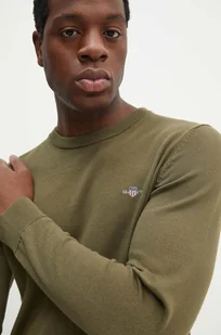 Gant sweter bawełniany kolor zielony lekki - Swetry męskie - miniaturka - grafika 1