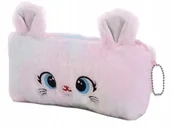 Kosmetyczki, organizery i kuferki - Piórnik Saszetka Kosmetyczka Pluszowy Kot Kotek Tęczowy Biały - miniaturka - grafika 1