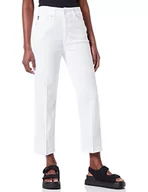Spodnie damskie - Love Moschino Damskie spodnie z wysokim stanem, krój regularny, ze stretchu, lyocell gabardyny, optical white, 33 - miniaturka - grafika 1